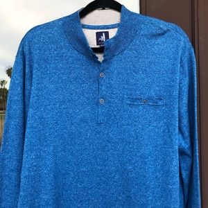 Johnnie-O Ash Cotton & Linen Henley Sweater Oceanside Blue M